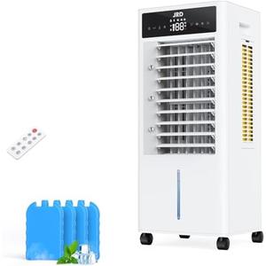 JRD Portable Air Conditioner, Evaporative Air Cooler with 12H Timer Auto-Off, 3-Speed, 2.4Gal Tank, 4 Ice Packs, Mist Function, Oscillation Swamp Cooler with Remote for Bedroom Home Office