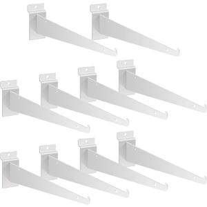 Oudain 12" Slatwall Shelf Bracket with Lip Heavy Duty Slat Wall Brackets Bulk Floating Metal Slatwall Accessories for Shelving Display Garage Kitchen Mounting Supplies(White,10 Pcs)