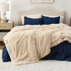Bedsure Fluffy Beige King Size Blanket for Bed, Thick Soft Sherpa Faux Fur Fleece Bedding Fuzzy Plush Winter Warm Heavy Oversize Big Large King Blanket, Cozy Beige Gifts for Men Women, 108x90
