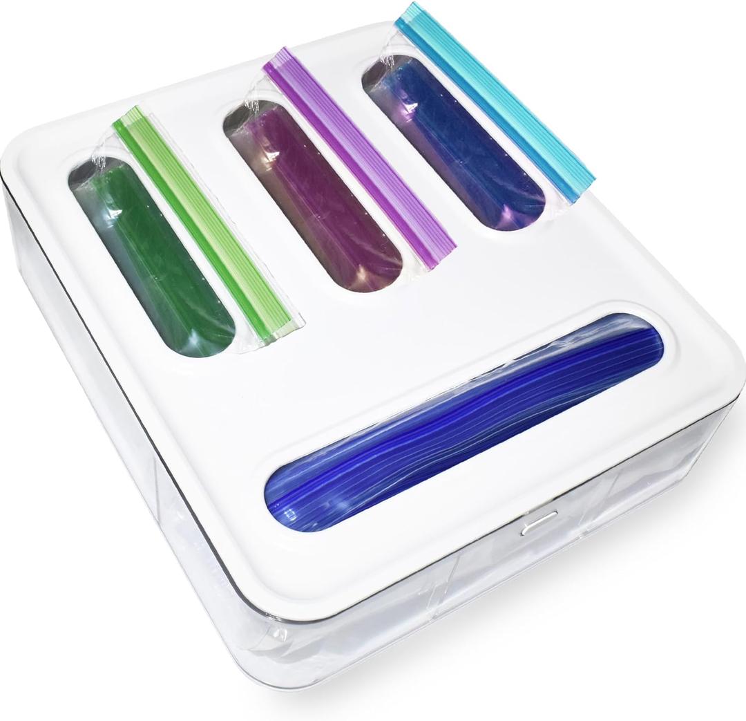 Knox Home & Health Bag Storage Organizer for Kitchen Drawer, Plastic Bag Container Holder, Baggie Dispenser for Gallon, Quart, Sandwich, Snack, Kitchen Organizers and Storage