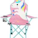 Burbell Outdoor Toddler Camping Chair with Umbrella Foldable Beach Chairs for Kids Waterproof Lawn Kids Folding Chair for Outside Beach Travel (Unicorn)