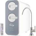 iSpring RO800G+UVF8 Tankless Reverse Osmosis System with LED UVF8 Light, 800 GPD Fast Flow RO System, 2.5:1 Pure to Drain Ratio RO Water Filter System, Brushed Nickel Faucet