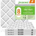 14x14x1 Air Filters, MERV 8 Pleated HVAC Furnace Filters (4-Pack) - Dust Defense, MPR 600 - exact dimensions: 13.75"x13.75"x0.75" - Replacement for AC, Heater, and Ventilation Systems