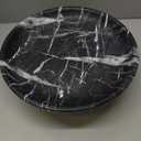 Natural Black Marble Fruit Bowl for Kitchen Counter 10.2", Large Decorative Bowl Pedestal for Home Decor, Fruits Holder For Dining Table - Kitchen Organization (Nero Portoro Marble)