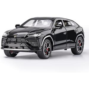 SASBSC Toy Cars for Boys 3+ Years Car Toys for 3 4 5 6 7 8 Year Old Boy Cars for Kids Ages 3-8 1:24 Diecast Metal Car with Light and Sound Christmas Birthday Gifts(Black, 1:24)