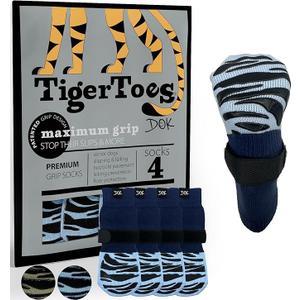 DOK TigerToes Premium NonSlip Dog Socks for Hardwood Floors  ExtraThick Grip That Works Even When Twisted  Prevents Licking, Slipping, and Great for Dog Paw Protection (Breezy Blue, Medium)