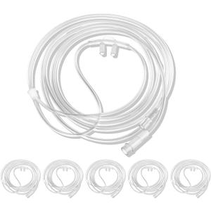 5 Pack Soft Nasal Oxygen Cannula for Adult - 7 Feet, Standard Connector, Kink Resistant, Lightweight Tubing for Comfortable Oxygen Delivery, Green
