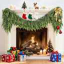 Christmas Garland Real Touch Cedar Garland Christmas Decorations 6 ft Soft and Lush Realistic Faux Pine Garlands for Mantle, Table, Stairs, Doorframe, Fireplace Indoor Outdoor Holiday Decorations