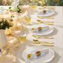 700 Piece White and Gold Plastic Dinnerware Set for 100 Guests