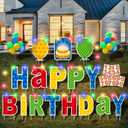 16 Pcs Happy Birthday Yard Sign with Stakes, Personalized Age Plastic Signs with LED Lights, 20 Number Stickers & Colorful Letters, Weatherproof Birthday Decorations for Indoor & Outdoor Lawn