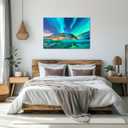 YIOZHAOFH Office Nature Landscape Wall Art Framed Northern Lights Picture Wall Decor Alaska 16X24 Canvas Print Posters Scenery Framed Artwork
