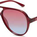 SOJOS Classic Polarized Aviator Sunglasses for Women Men, Retro Trendy Aviators Shades SJ2201 (Red Burgundy/Red Gradient Blue)