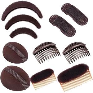 Hair Base Sponge Invisible Hair Clip Comb Bump It Up Volume Insert for False Hair Extensions Accessories, Brown (AJ Brown)