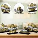 4 Pcs Black and Gold 2026 Grad Table Centerpieces, Wooden 2026 Graduation Centerpieces, Class of 2026 Signs for High School, College, Congrats Grad Graduation Party Decor Supplies