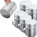 CUSINIUM 10oz Stainless Steel Salt Pepper Dredge Shakers - With Plastic Cap - With Handle - Pack of 6