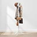 VASAGLE Solid Wood Coat Rack and Stand, Free Standing Hall Coat Tree with 10 Hooks for Hats, Bags, Purses, for Entryway, Hallway, Rubberwood, Cloud White URCR03WT