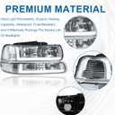 LED DRL Headlights Assembly for 1999-2002 Chevy Silverado 1500 2500 1500HD 2500HD 3500 2000-2006 Suburban Tahoe Headlamp Clear Reflector Chrome Housing