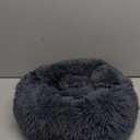Small Calming Dogs Bed for Small Dogs Anti-Anxiety Machine Washable Fluffy Luxury Anti-Slip Waterproof Mute Base Warming Cozy Soft Pet Puppy Round Bed (19.0"L x 19.0"W x 6.0"Th, Dark grey)