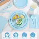 350 Pcs Light Blue Paper Plates and Napkins, Boy Baby Shower Decorations Include Scalloped Plates Napkins Cups for Kindergarten Graduation, Bridal Shower, Summer Wedding, Birthday