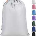 Polecasa 28 x 36 inches Extra Heavy Duty Large Laundry Bag with Sturdy Handles and Drawstring Closure, Storage Bag for Basket, College, Dorm, Travel, Silver