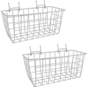 G.CORE 2 Pack Pegboard Baskets, Metal Shelves Hooks to 1/8" 1/4" Peg Boards, Peg Board Baskets Bins Set - Organize Tools Workbench Accessories Garage Storage Wall Mount Organizer Attachments (Medium)