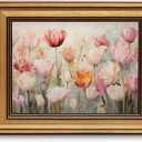 Gold Framed Wall Art Vintage Flower Canvas Wall Art Floral Nature Spring Colorful Flower Artwork Prints Picture for Living Room Bedroom Farmhouse Bathroom Office Decor, 8x10