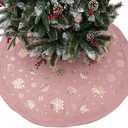 47" Large Christmas Tree Skirt Gilded Snow Snowflake Indoor Nordic Style Bright Colored Rustic Luxury Xmas Cushion Party Treatments, Pink (47.2 inches)