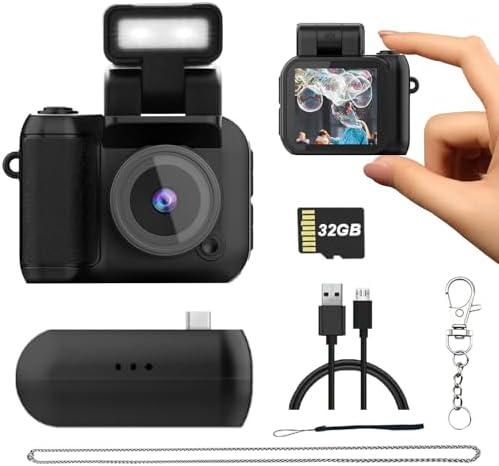 Mini Digital Camera with 32GB Card–Y2K-Style FHD 1080P Mini Retro Camera with Charging Base & Keychain Cameras Design. 1.4" LCD Screen,Vintage Cameras Ultra-Compact, Lightweight–Great Creative Gift.