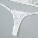 Lilosy Sexy Eyelash Underwire Floral Lace Sheer O Ring Linked Cutout Lingerie Set 2 Piece (White), Medium