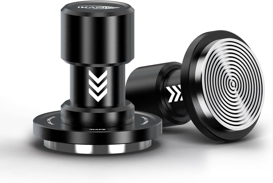 IKAPE 53.3MM V6 Impact Espresso Tamper with Sound Feedback, 15lb/30lb Interchangeable Springs, Espresso Low-Profile Tamper with Triple-spring System, Fits 54mm portafilters (Mini)