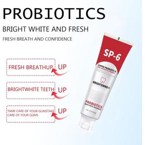 SP-6 probiotic whitening Toothpaste, a Fluoride Free Toothpaste for Cleaning Teeth, Keeps Gums White and Healthy, with a Mint Flavor and Fresh Breath