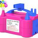 IDAODAN Electric Balloon Pump, Portable Electric Balloon Blower Machine Balloon Air Pump Dual Nozzle Rose Red 110V 600W Balloon Inflator for Party Decorations