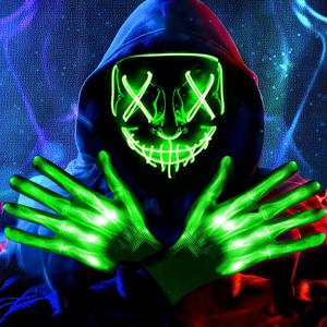 Halloween LED Light Up Mask, Scary Glowing Mask for Cosplay Costumes, Festival, Carnival Party Supplies Gifts (Green)