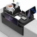Couch Arm Cup Holder CLESOO Couch Arm Tray Anti-Slip Couch Cup Holder Silicone Sofa Armrest Tray Dual Side Pocket Couch Drink Holder Sofa Caddy Arm Remote Holder Snack Caddy with Phone Holder Black