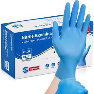 Schneider Nitrile Exam Gloves, Medical Grade Blue Disposable Gloves Latex Free, Rubber Glove for Cleaning, Cooking, Food Prep (Small)