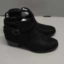 mysoft Women's Ankle Boots Low Chunky Heel Round Toe Wide Width Short Booties Side Zipper (7.5)