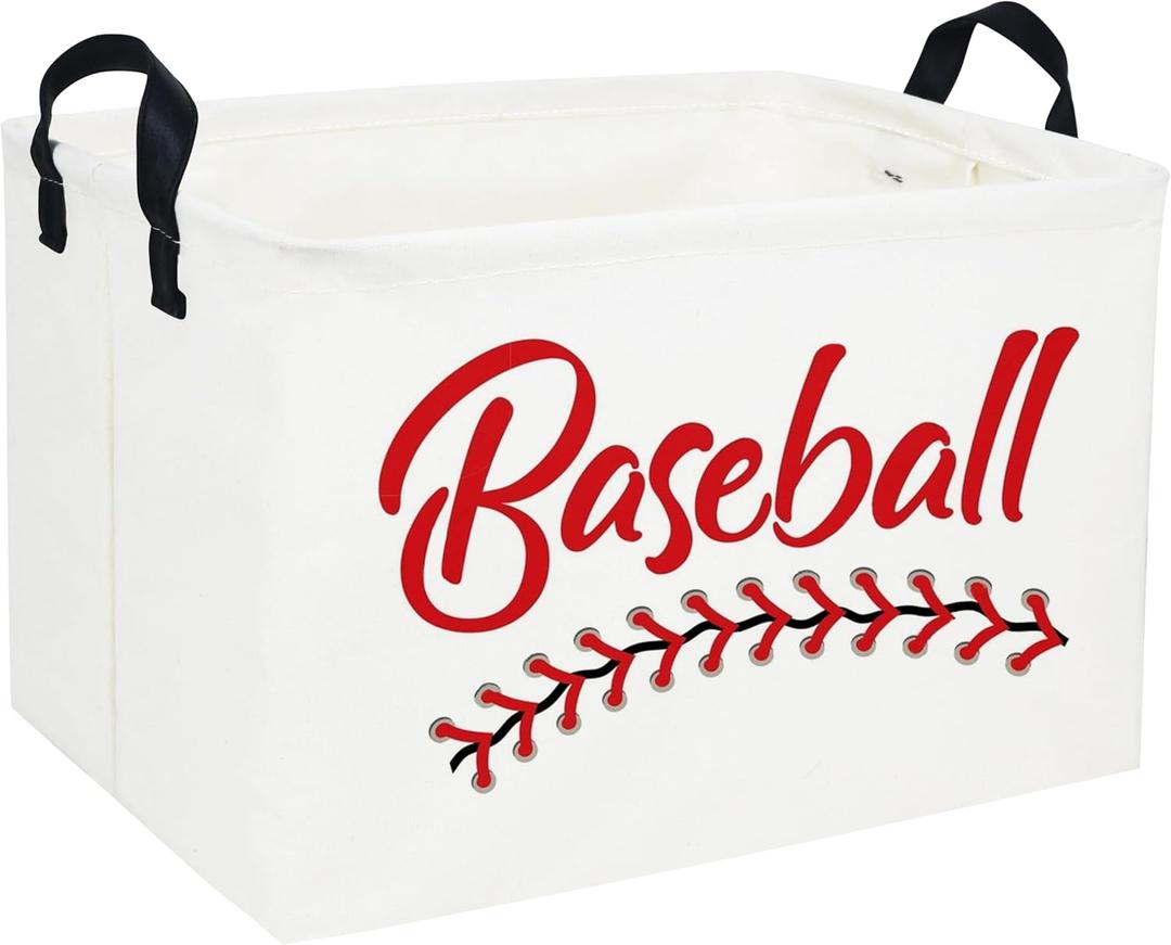 Rectangular Baseball Baskets Easter Gift Basket Empty Kids Storage Bins Baby Boy Basket Kids Baseball Toy Storage Bin Organizer Box Baseball Room Decor for Home(Baseball Basket)