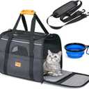 Morpilot Cat Carrier - Cat Carrier Soft for Small or Medium Cats up to 20lbs, with Sided Cushion, Secure Buckle and Foldable Bowl, Dog Carriers for Small Dogs (Dark Gray) (17.2"L x 10.8"W x 11.6"H)