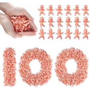 100 PCS Mini Plastic Babies for Baby Shower Games, 1 Inch Plastic Baby Figurines Bulk for King Cake & Ice Cube, Tiny Baby Figurines for My Water Broke Game (White)