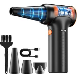 Compressed Air Duster, Rechargeable Cordless Compressed Air Duster with Brushless Motor- 3-Speed Adjustable, Replaces Compressed Air Cans for Keyboard, Computer, Car & Outdoor Cleaning
