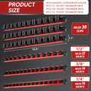 6-Piece Magnetic Socket Organizer Set with Magnetic Wrench and Screwdriver Holder, 1/2", 3/8", 1/4" Drive Tool Storage, 36-Slot for Screwdrivers and Wrenches (Tools Not Included) (Red)