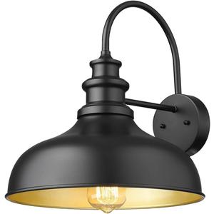 Bestshared Outdoor Barn Light,Outdoor Wall Sconce, Farmhouse Porch Wall lamp, Anti-Rust Front Door Lighting Fixture for House, Doorway, Patio, Garage (11.5" Dome - 1 Pack, Black+Gold)