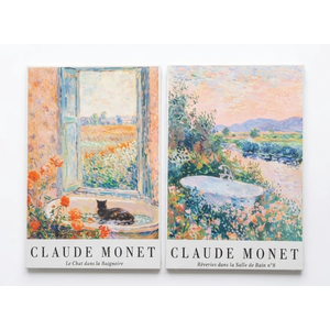 Claude Monet Painting, Black Cat Bathroom Wall Art, 
Floral Countryside Landscape Bathroom Wall Art