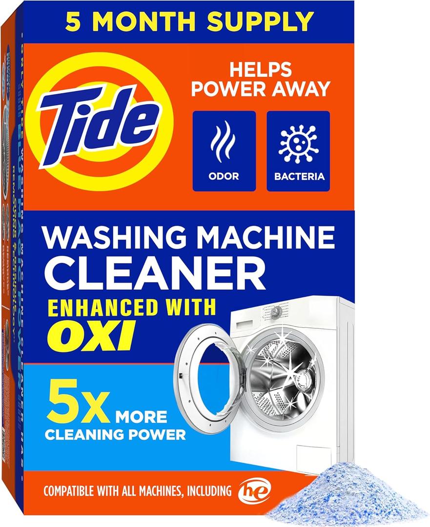 Washing Machine Cleaner by Tide, Washer Machine Cleaner with Oxi for Front and Top Loader Washer Machines, Deep Cleaning Residue & Odor Eliminator, 5 Month Supply (2.6 Ounce (Pack of 5))