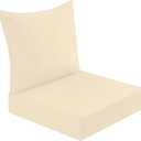 downluxe Outdoor Deep Seat Cushion Set, Waterproof Patio Furniture Cushions with Zipper for Outdoor Chair Sofa, 24" x 24", Beige