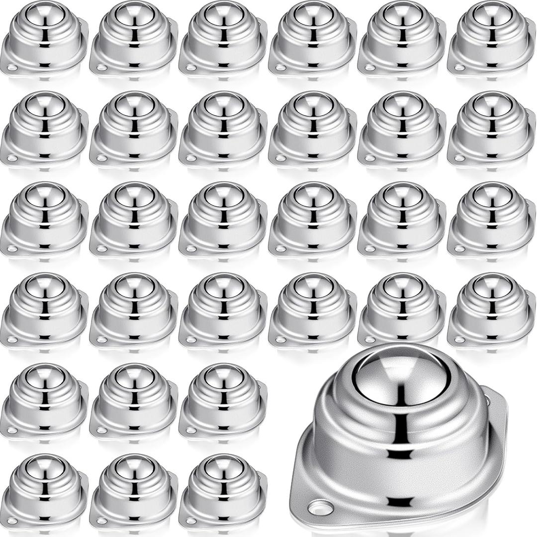 Gisafai 30 Pcs 1" Roller Ball Transfer Bearing 400 Lbs Load Capacity Carbon Steel Round Ball Transfer Unit Universal Casters for Conveyor Roller Stand Transmission System Furniture