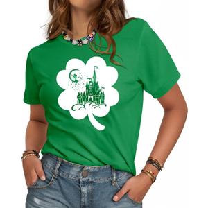 St Patrick's Tshirts for Women - Irish Shamrock T Shirt Lucky Funny Tees Crewneck Sleeve Top Cute Print Tops (Green, S)