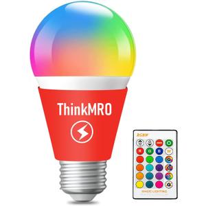 ThinkMRO RGBW Bulbs10W (85W Equivalent), A19 E26/ 27 Multiple Color Changing Light Bulb with Remote, LED Lamp Replace, Warm White, Dimmable Memory Function, Ideal Lighting for Home Decoration, Party, Gardens
