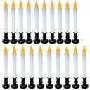 BRYBETYV 20 Pack 9" Black Base LED Candle Lights with Dusk to Dawn Sensor, Battery Powered Flameless Candles for Indoor Table Party Decor