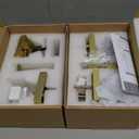 HIEMEY Satin Brass Diamond Glass Crystal Door Knob and Single Cylinder Deadbolt Set